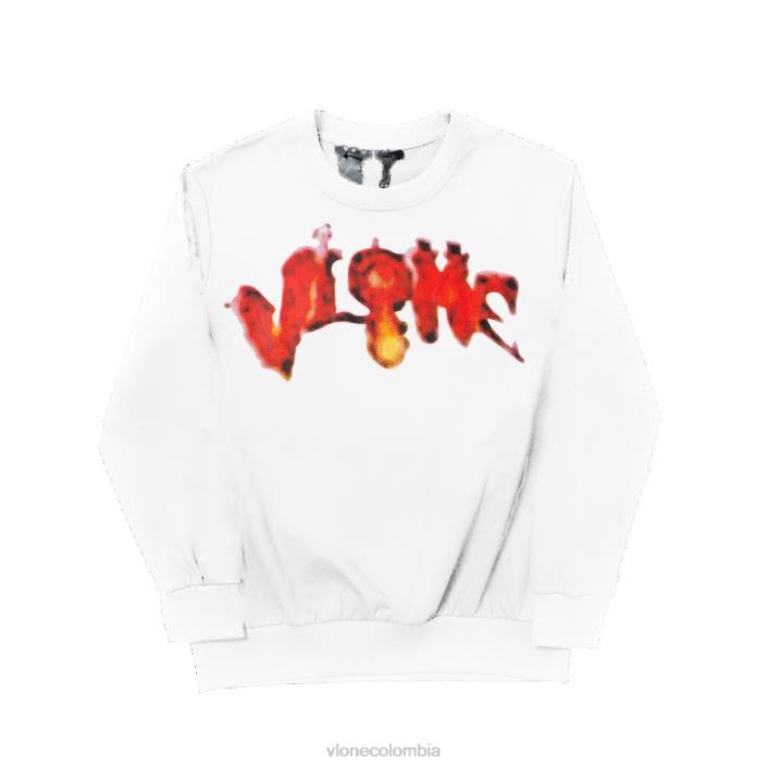 sudadera halloween calabaza llameante blanca 2X0H385 hombres arriba Vlone