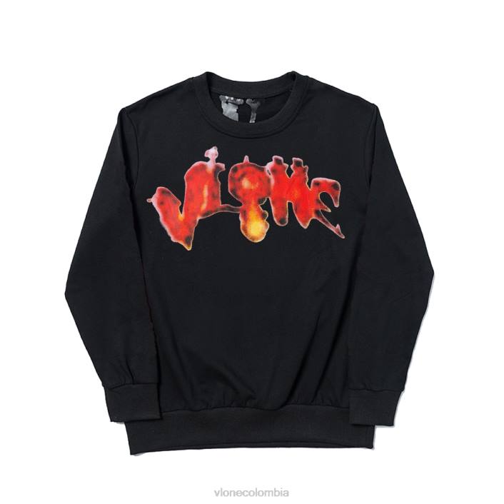 sudadera halloween calabaza llameante negra 2X0H384 hombres arriba Vlone