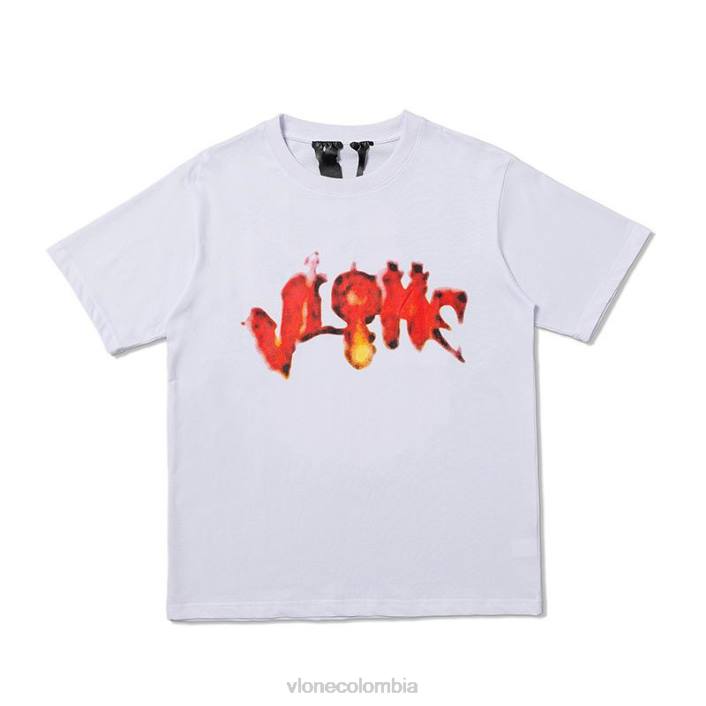 camiseta de calabaza llameante de halloween blanca 2X0H175 hombres arriba Vlone