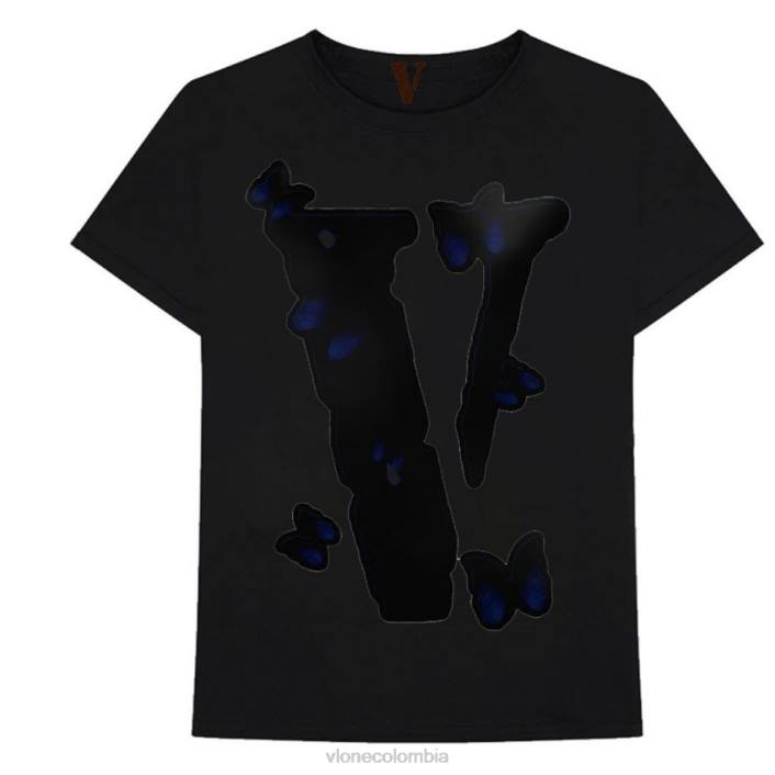 camiseta negra con forma de mariposa 2X0H272 hombres arriba Vlone