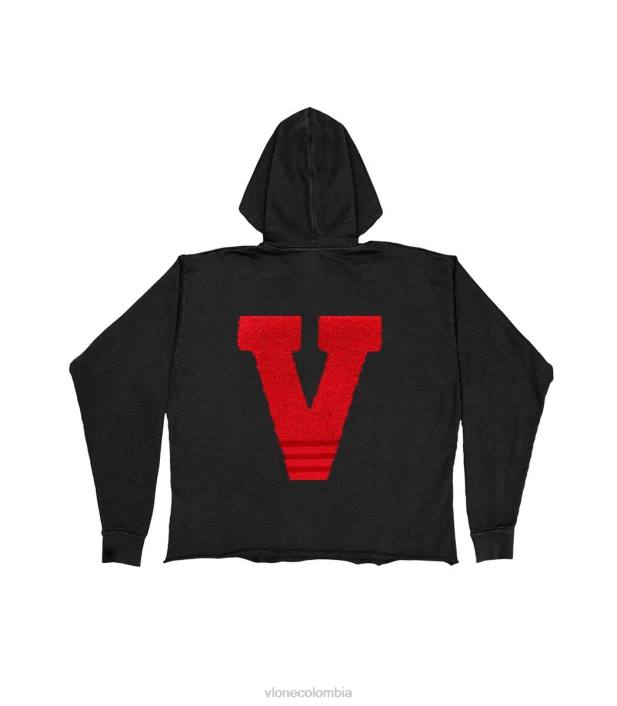 sudadera con capucha de chenilla negro/rojo 2X0H81 hombres arriba Vlone