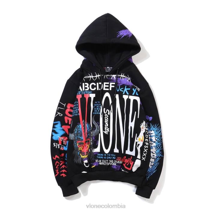 sudadera con capucha graffiti negro 2X0H80 hombres arriba Vlone